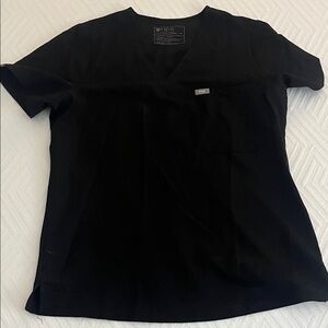 Figs Jet Black V-Neck Scrub Top